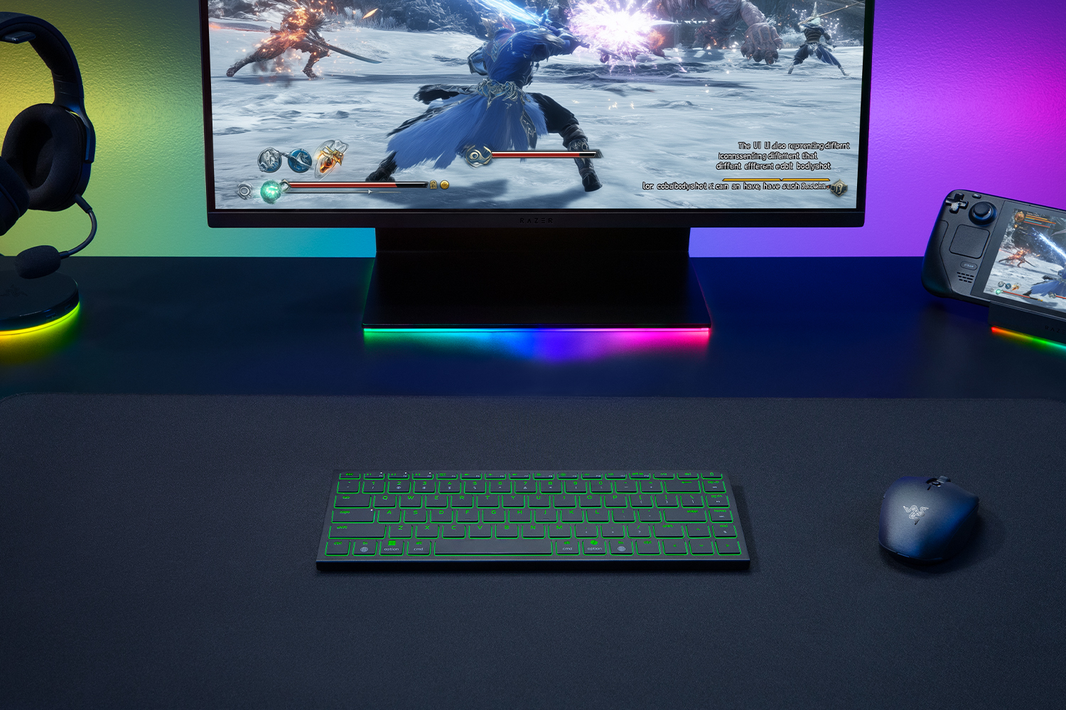 Razer joro prenosna brezžična tipkovnica na delovni mizi