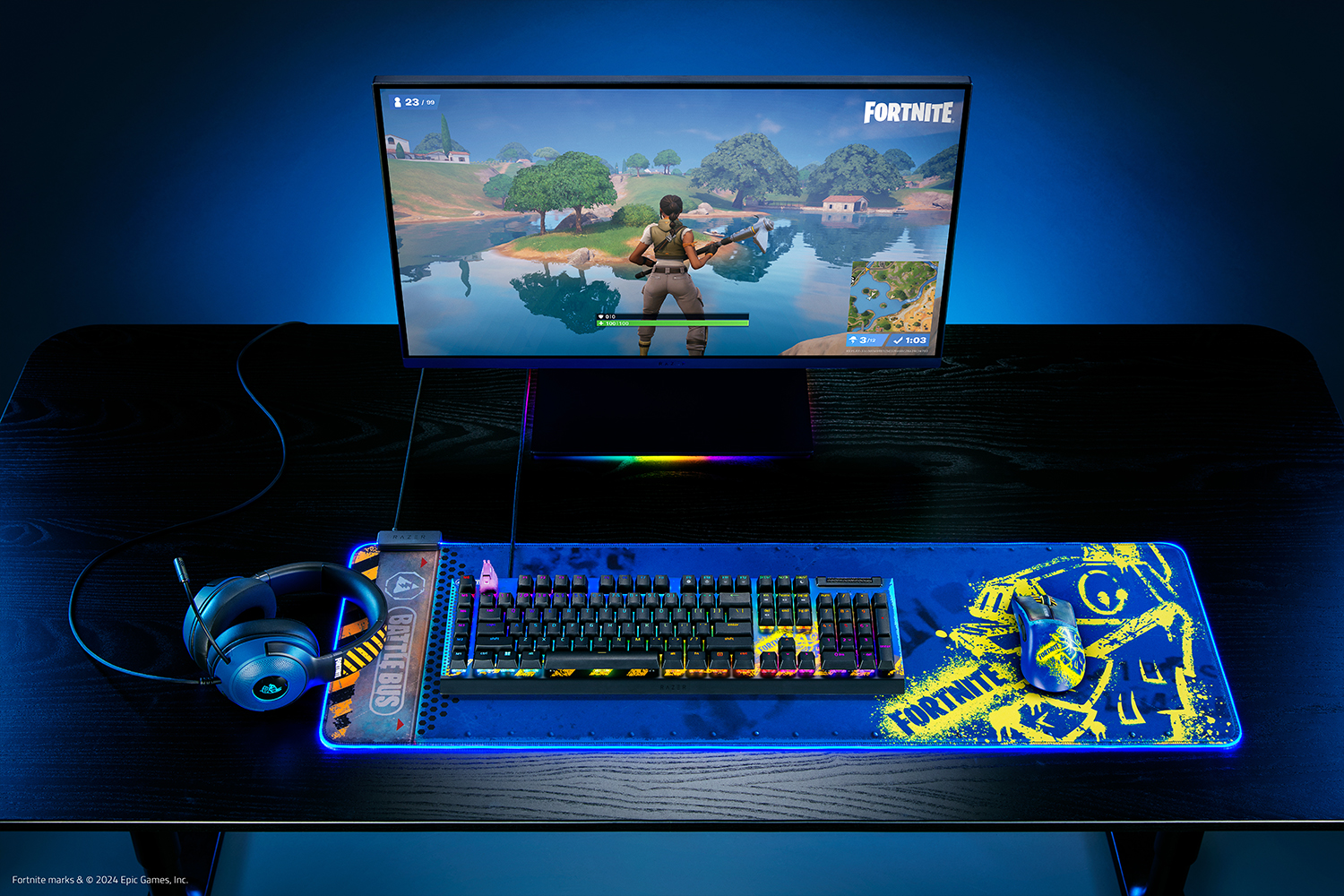 Razer kraken v3 x fortnite edition slušalke stranski pogled