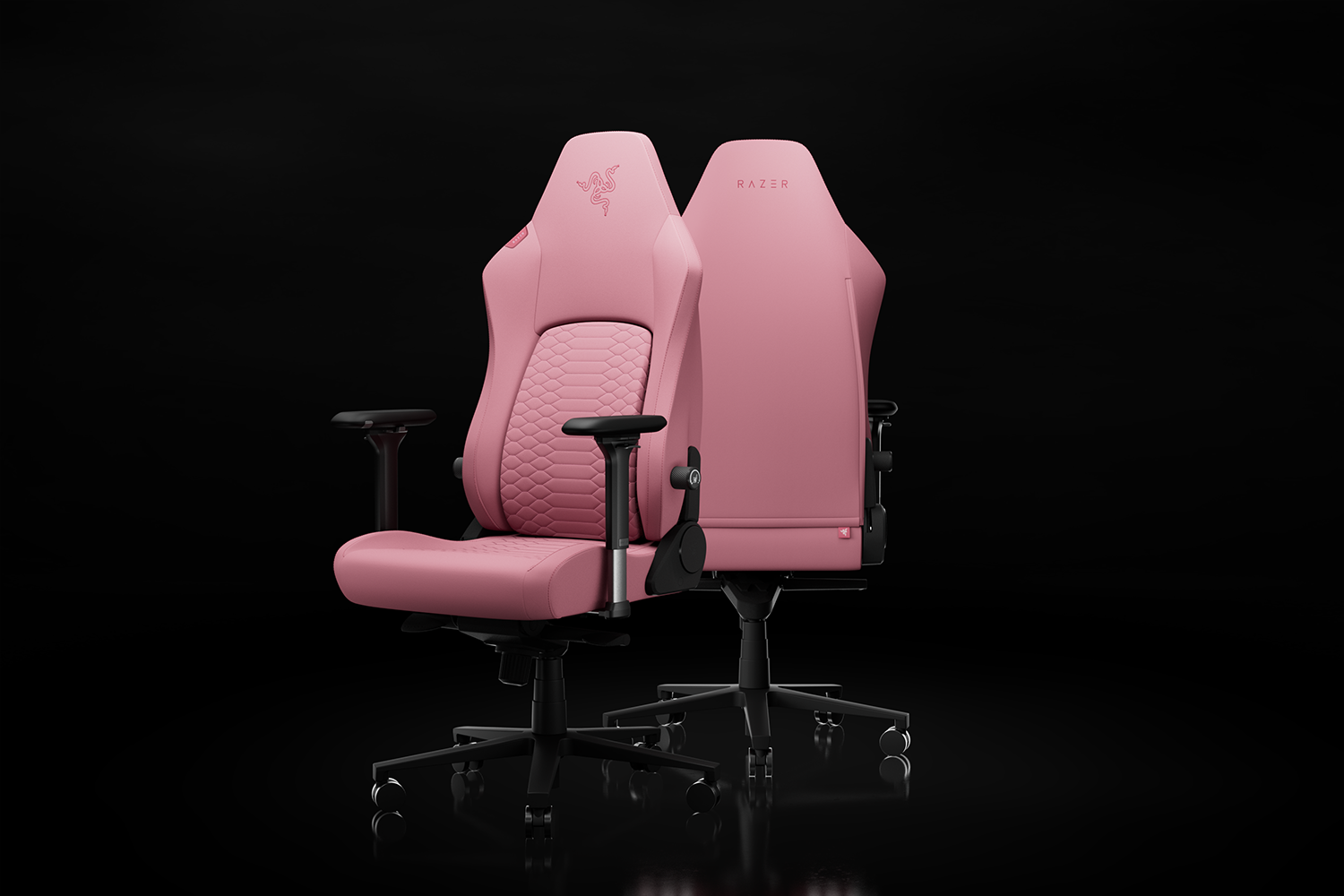 Razer iskur v2 newgen quartz gaming stol sprednji in zadnji pogled