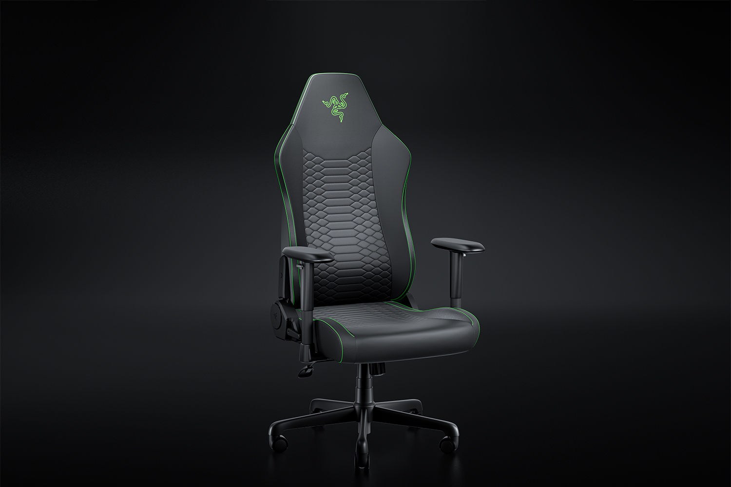 Razer iskur v2 x newgen črn zelen gaming stol pogled s sprednje strani