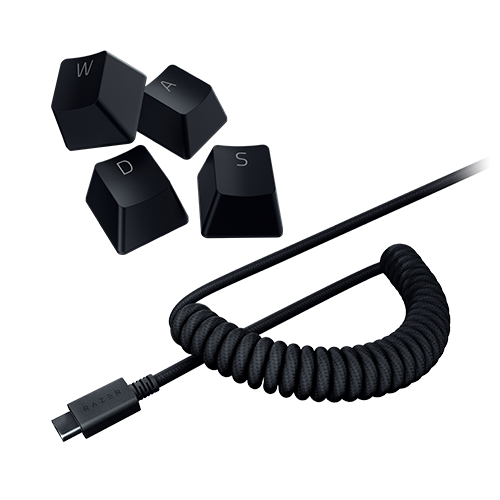 Razer PBT Keycap + Coiled Cable Upgrade Set, цвет: Чёрный