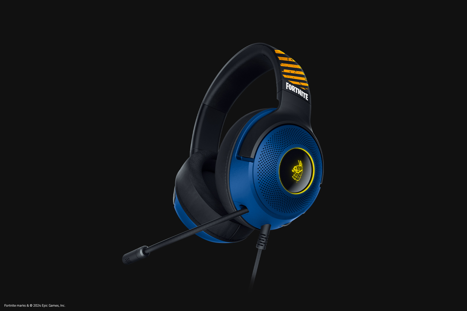 Razer kraken v3 x fortnite edition slušalke detajl mikrofona in ušesnih blazinic