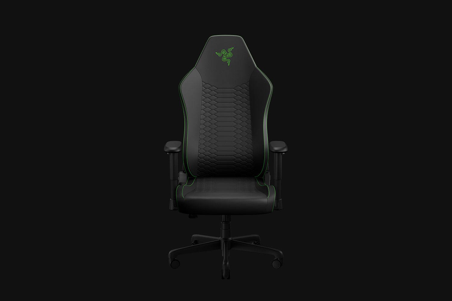 Razer iskur v2 x newgen črn zelen gaming stol pogled od spredaj