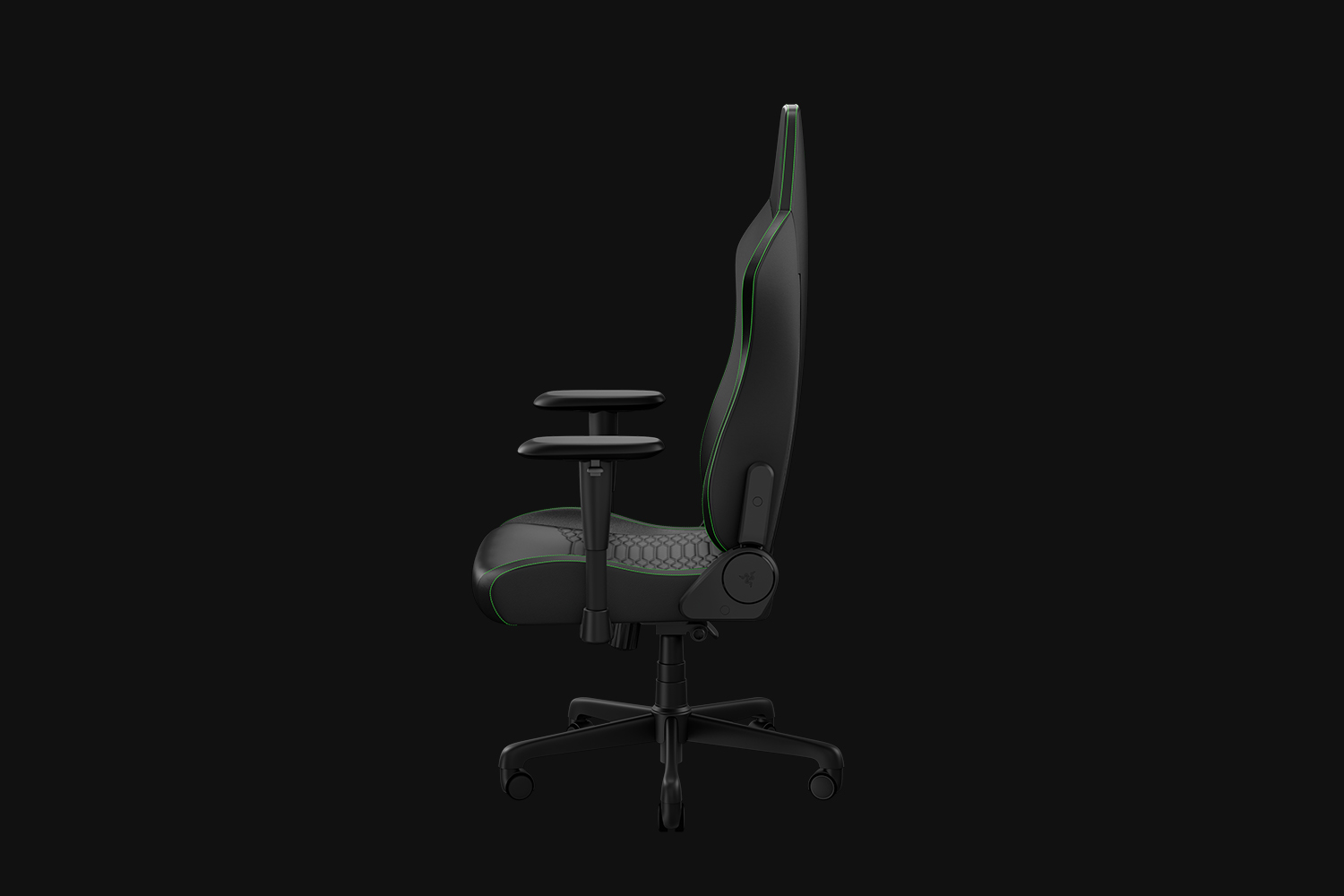 Razer iskur v2 x newgen črn zelen gaming stol stranski pogled